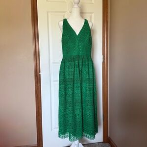 ANTONIO MELANI Emerald Green Lace Midi Dress